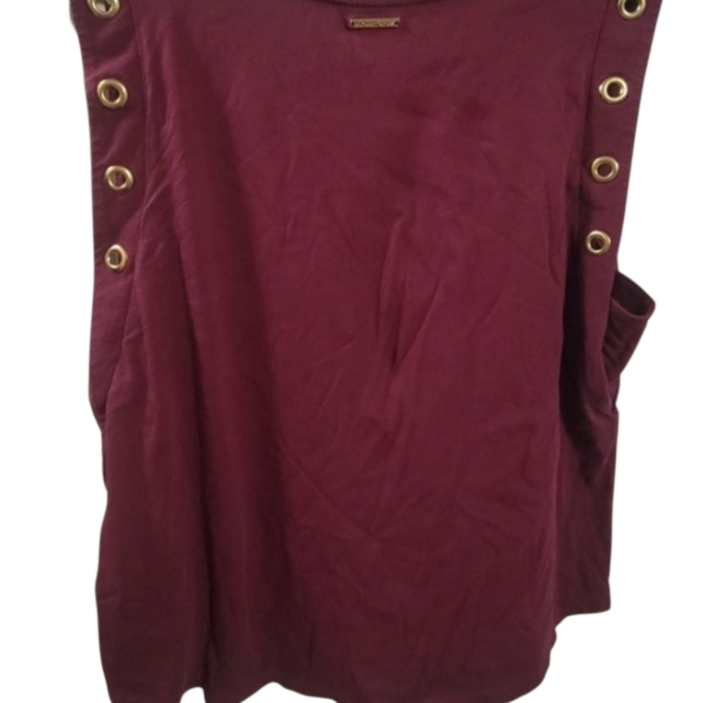 MICHAEL Michael Kors Burgandary  Grommet-Trim Sleeveless Top - Picture 2 of 4